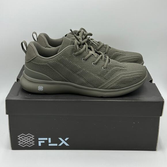 NWT FLX Tarmac Green Dynamic Knit Air Foam Training Dart Sneakers Mens Size 9.5 - Picture 2 of 15